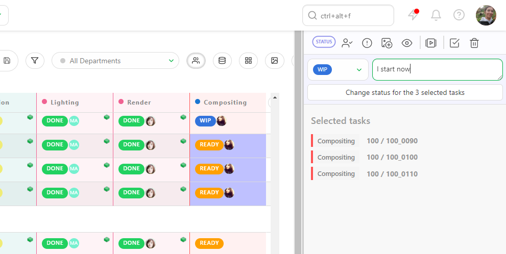 Change status per batch