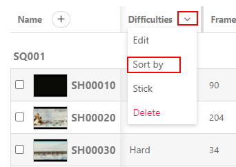 Metadata Column Sort By